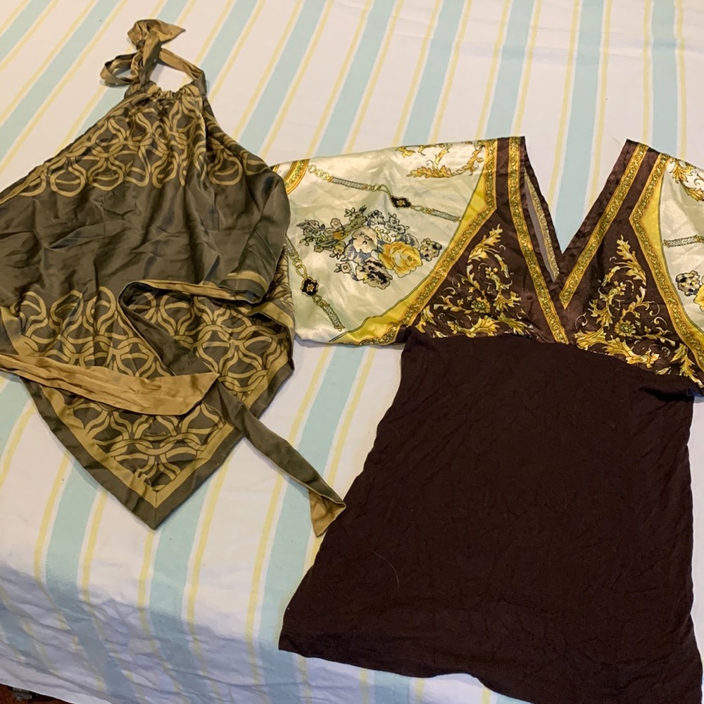 Silk Bebe triangle top + cute top